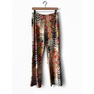 Passports Boho Wide Leg Pants M Multicolor Aztec Tribal Print USA